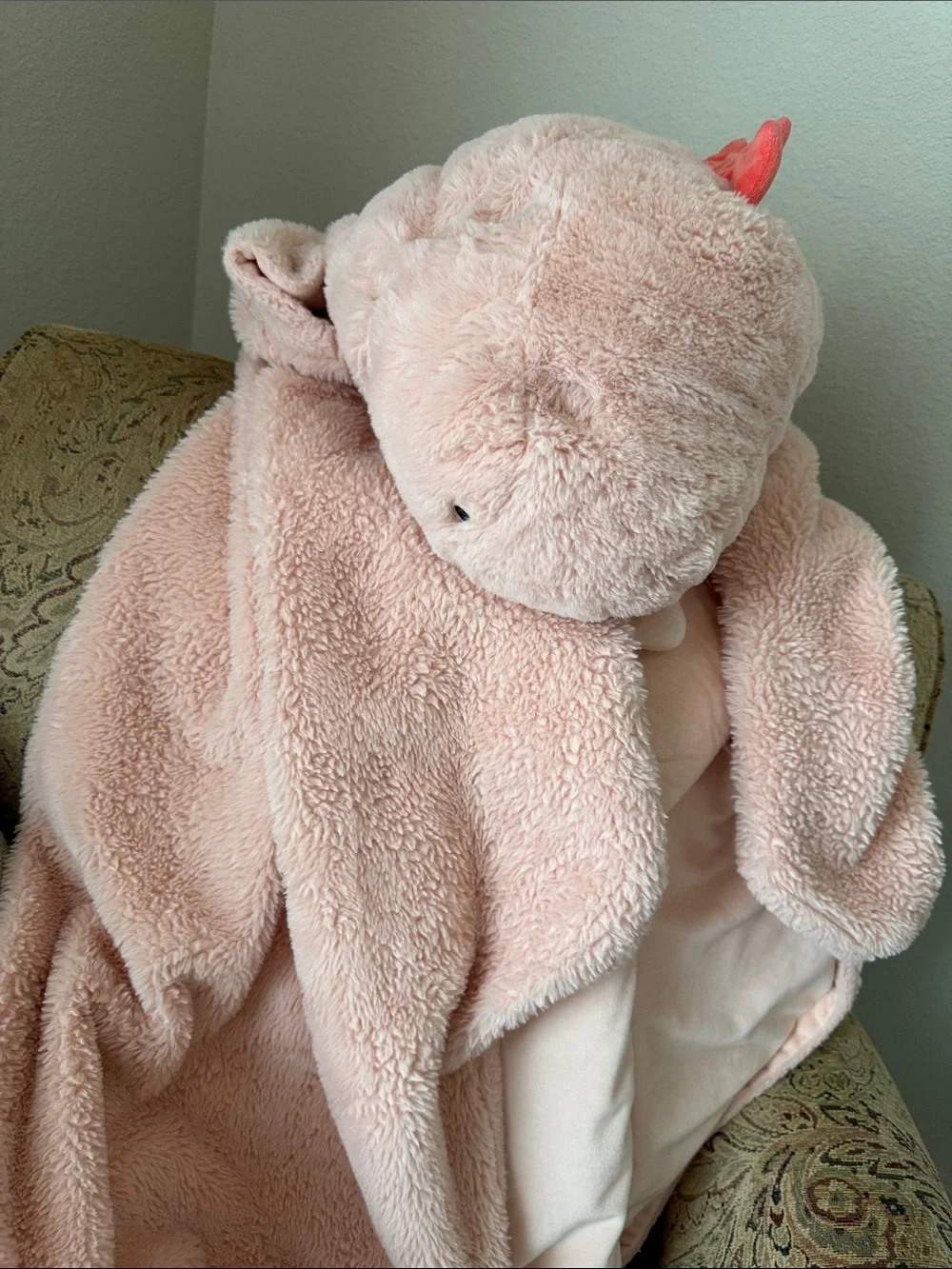 Pillowfort Peach Dinosaur Hooded Kid’s Throw Blanket